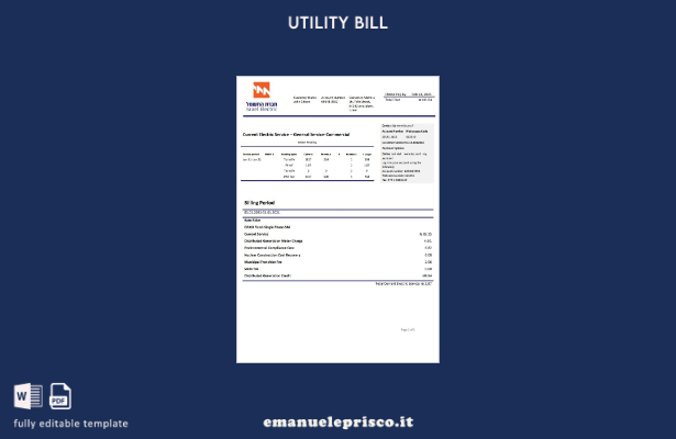 modello di bolletta delle utenze di Israel Electric Corporation in stile verific